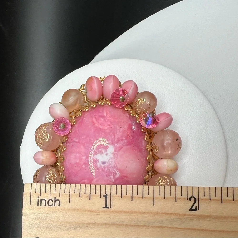 Vintage Pink Cabochon Oval Brooch